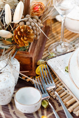 .Ceramic tableware on the table