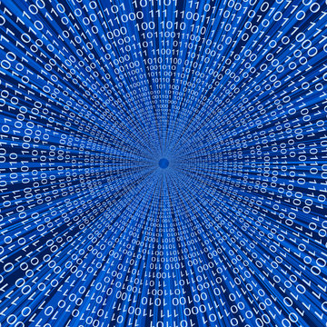 Abstract binary code 3D vector line blue background