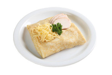 Pancakes with ham and cheese