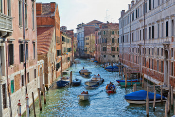 Water traffic on a Venetian canal