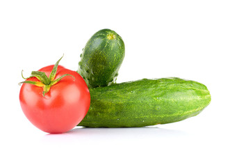 Ripe vegetables isolated on white background