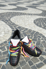 Fototapeta premium Good Luck Soccer Football Boots Brazilian Wish Ribbons