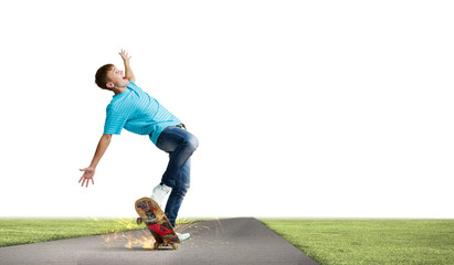 Teenager on skateboard © Sergey Nivens