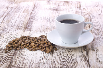 coffee cup and beans