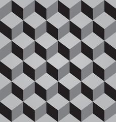 Vector abstract black seamless pattern made from stacked cubes