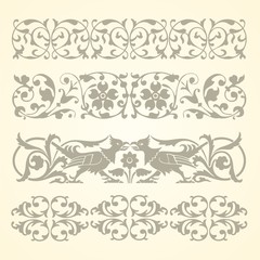 Set vintage ornate border frame filigree