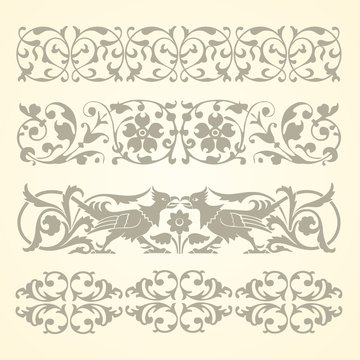 Set vintage ornate border frame filigree
