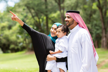 arabian family in the forest