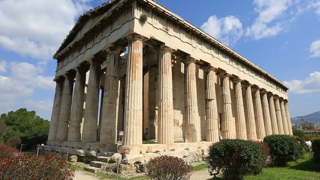 Time Lapse Temple of Hephaestus ancient Greek, dolly shot