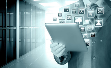 Business man use tablet  in office