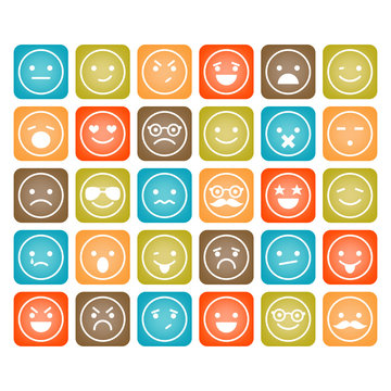 Set of color smiley icons isolated