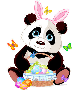 Cute Panda with Easter basket