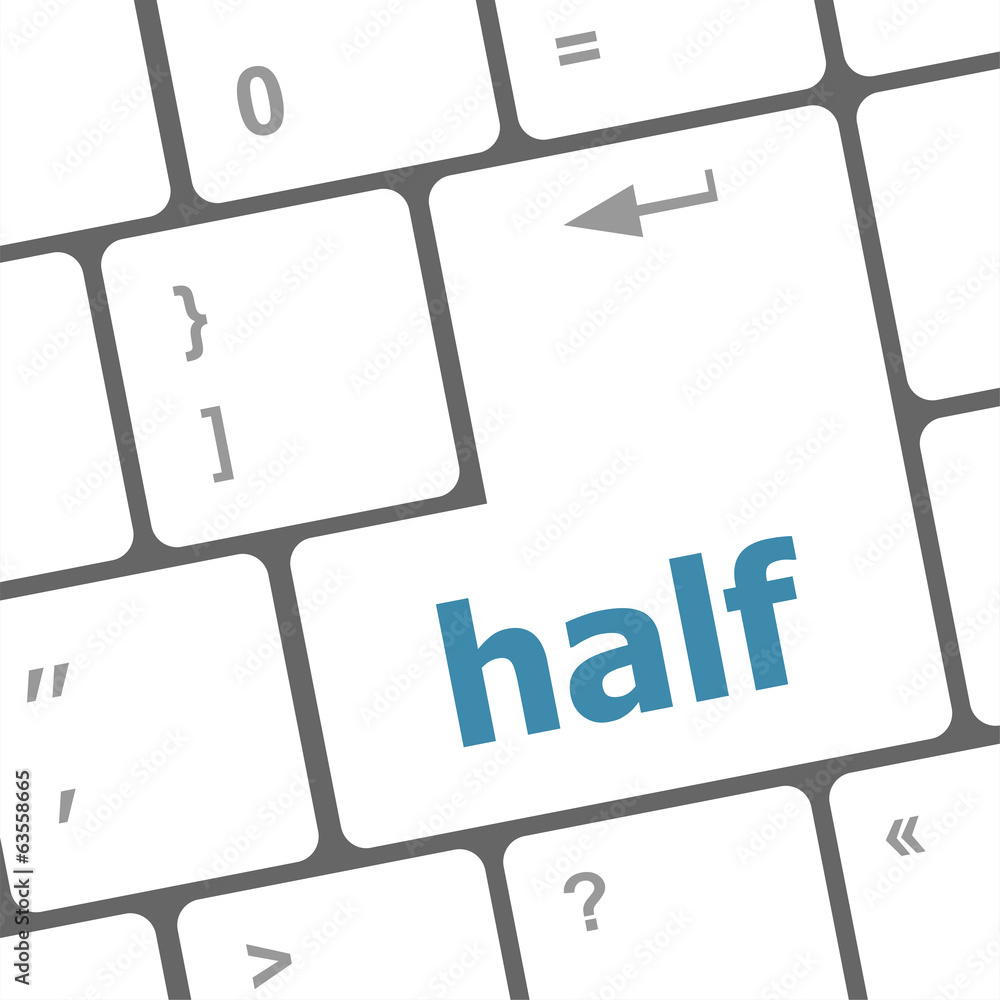 Aufkleber half word on computer pc keyboard key