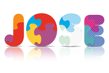 Vector JOSE written with alphabet puzzle