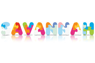 Vector SAVANNAH written with alphabet puzzle