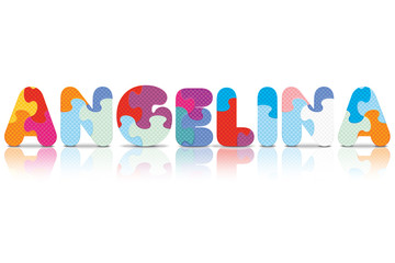 Vector ANGELINA written with alphabet puzzle