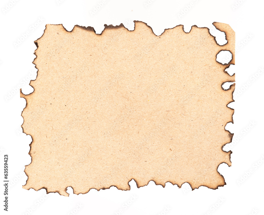 Sticker Burned paper isolated on a white background