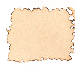 Burned paper isolated on a white background