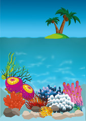Naklejka na ściany i meble marine life with colorful fish