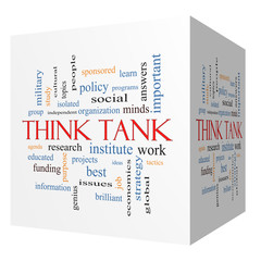 Think Tank 3D cube Word Cloud Concept