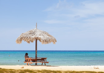 Santa Cruz a free local beach on Curacao, Caribbean