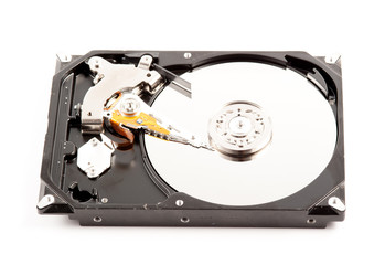 Open harddisk isolated on white background