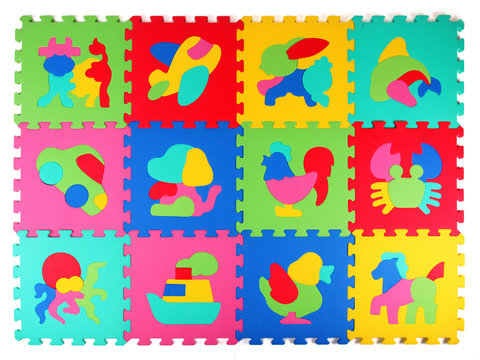 Multicolored foam puzzle