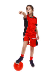 child soccer judge cu fluier isolated on white background