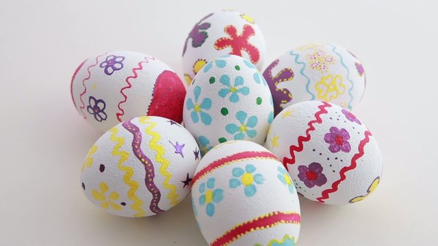 Colorful easter eggs isolated over white background