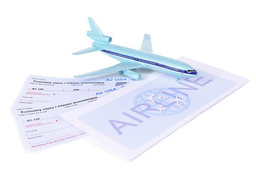 Airline tickets isolated on white