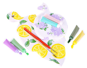 Beautiful hand made cutting boards and art materials, isolated