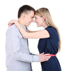 Loving couple isolated on white