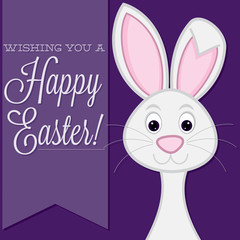 "Wishing you a Happy Easter" retro style bunny card