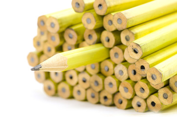 Group of sharpen and un-sharp pencils, business concept