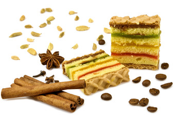 Isolated image of many tasty cookies on a white background