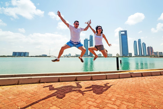 Happy couple on holidays in Abu Dhabi, UAE