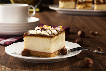 cheesecake with nuts on plate