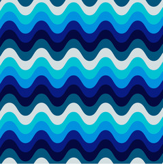 Seamless blue wavy background, vector illustration