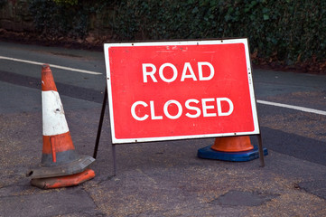 Road closed sign UK