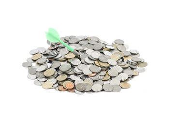 coins on white background