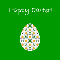 Colorful Easter egg decorated with chamomile flowers pattern