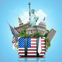 USA, landmarks USA, suitcase and New York © Zarya Maxim