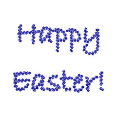 Colorful Easter background with words decorated with cornflowers
