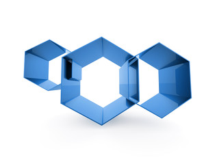 Blue hexagonal business cell background
