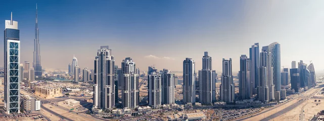 Foto auf Alu-Dibond Panoramablick auf den Burj Khalifa-Turm © pio3