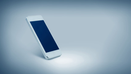 white smarthphone with black blank screen