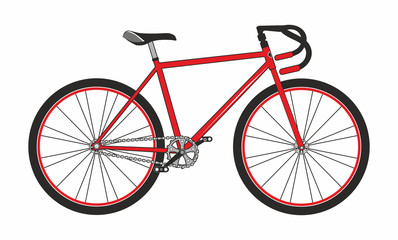 Red sport bicycle on a white background, vector illustration