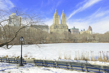 Central Park and frozen lake, New York City
