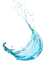blue water splash isolated on white background