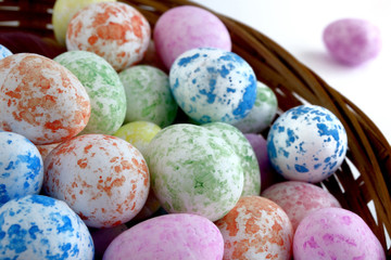 Easter eggs in a wicker basket